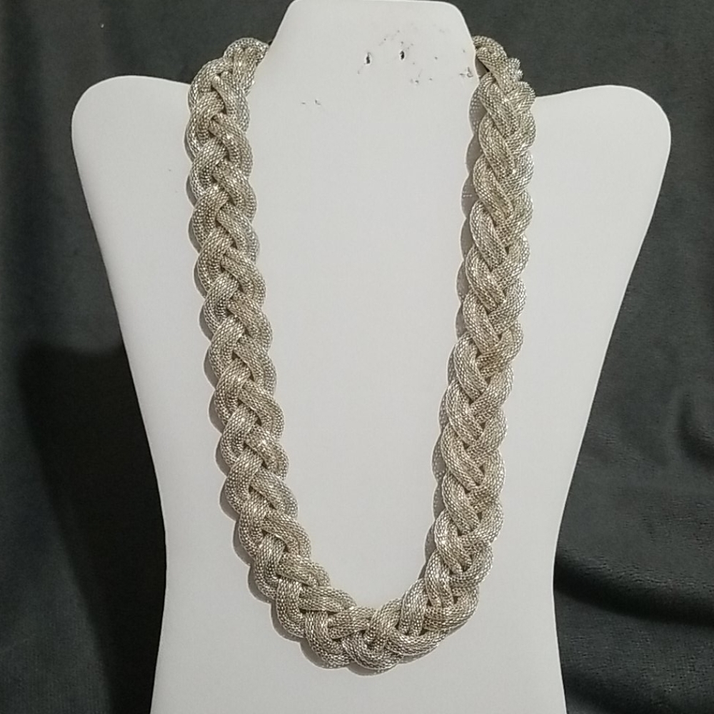 Braided Silver Mesh Necklace